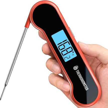 0.5 Sec Instant Red Meat Thermometer Digital with ±0.5℉ Precision, Food Thermometer for Cooking Kitchen Gadgets, Oven Grill Candy BBQ Essentials Accessories, Gifts for Him Dad Men Birthday, Red